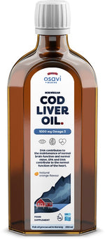 Norwegian Cod Liver Oil, 1000mg Omega 3 (Orange) - 250 ml. - Osavi