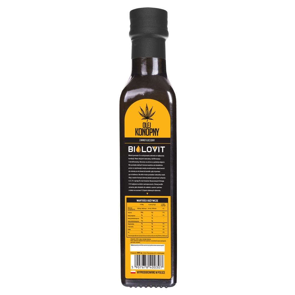 Bilovit Šalto spaudimo kanapių aliejus - 250 ml - Magnis.lt
