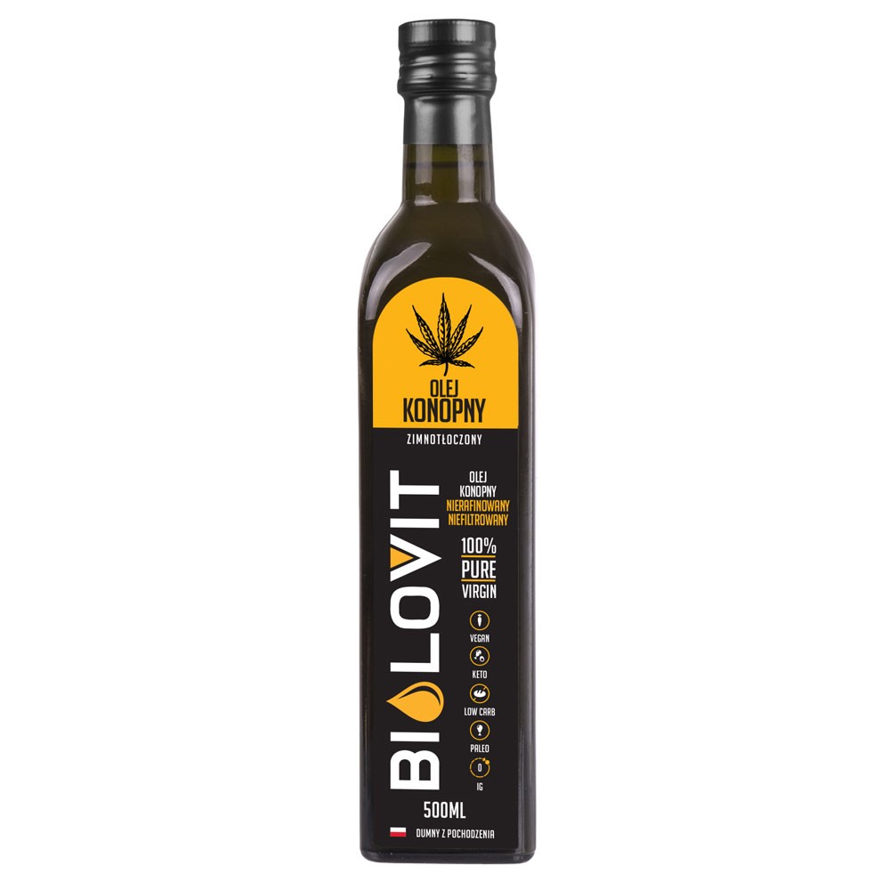 Bilovit Šalto spaudimo kanapių aliejus - 500 ml - Magnis.lt