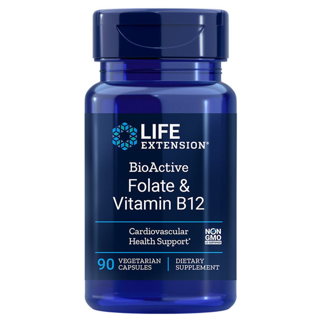 Life Extension BioActive Folate & Vitamin B12 - 90 kapsulių