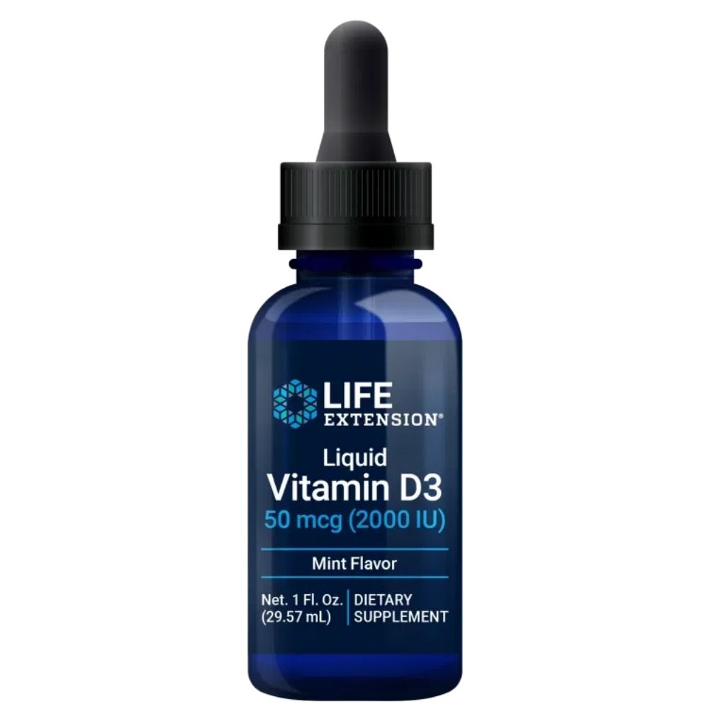 Life Extension vitaminas D3 2000 TV mėtų lašai - 29,57 ml