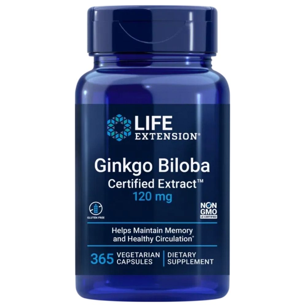 Life Extension Ginkgo Biloba (Ginkgo biloba) 120 mg - 365 kapsulės