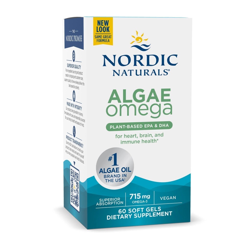 Nordic Naturals Algae Omega 715 mg (Omega-3 iš dumblių) - 60 kapsulių - Magnis.lt