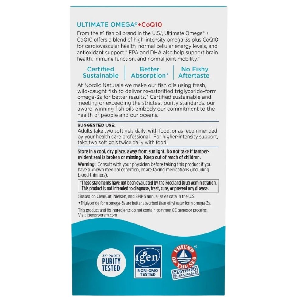 Nordic Naturals Ultimate Omega + Coq10, citrina - 120 kapsulių