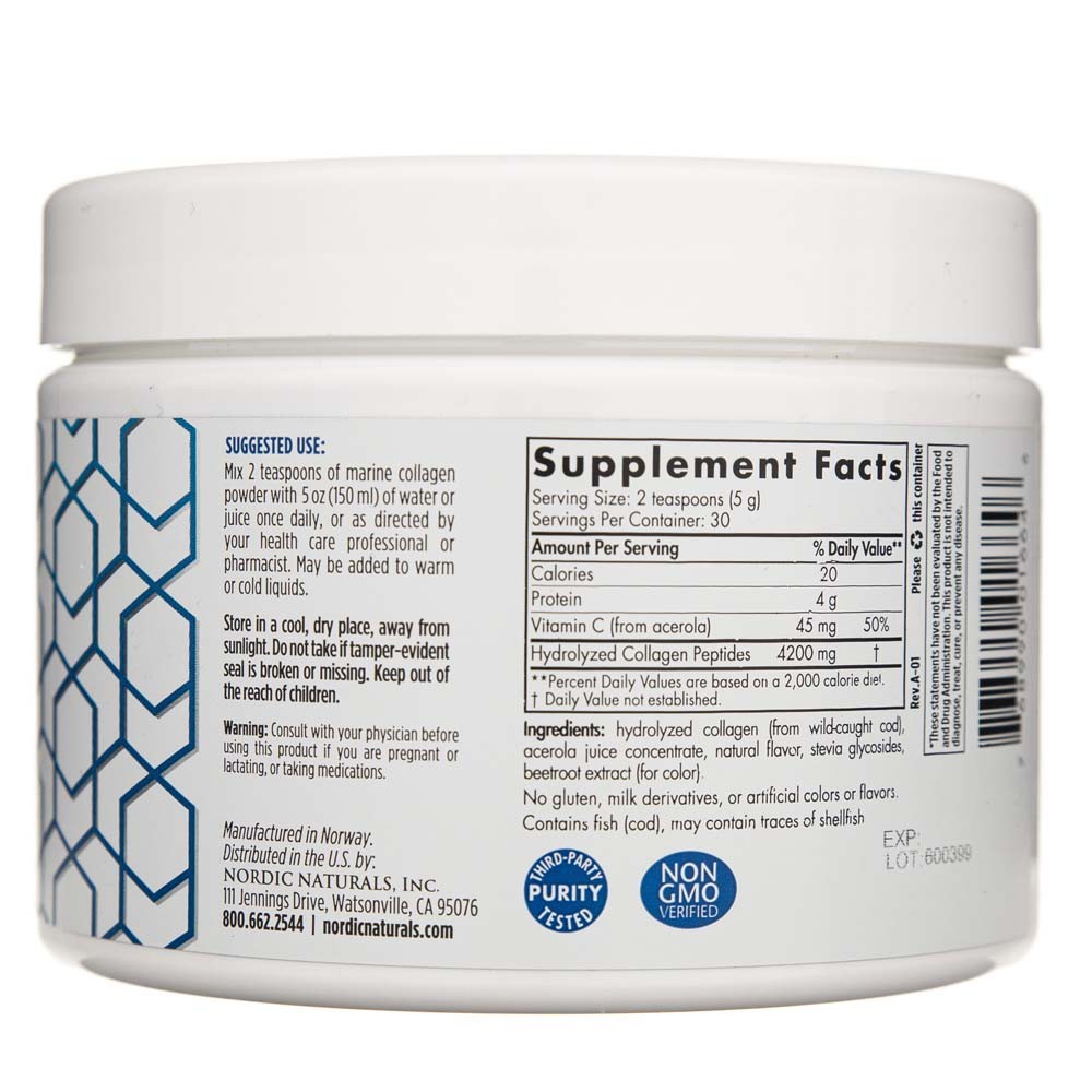Nordic Naturals jūrinis kolagenas su vitaminu C braškių - 150 g