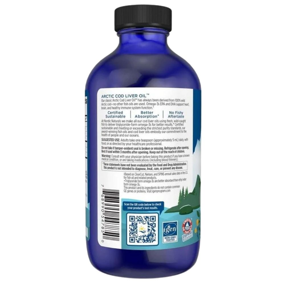 Nordic Naturals Arctic menkių kepenų aliejus apelsinų spalvos - 237 ml