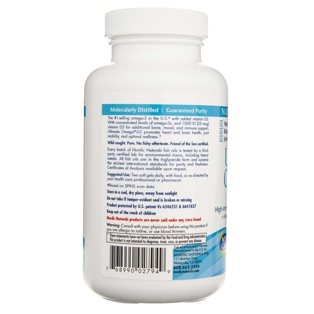 Nordic Naturals Ultimate Omega-D3 Lemon 640 mg - 120 minkštųjų gelių