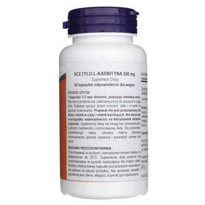 Now Foods acetil-L-karnitinas 500 mg - 50 kapsulių