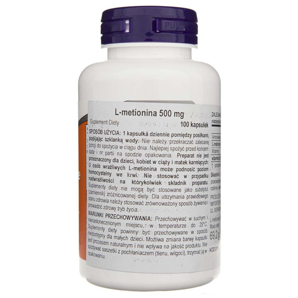 Now Foods L-metioninas 500 mg - 100 kapsulių