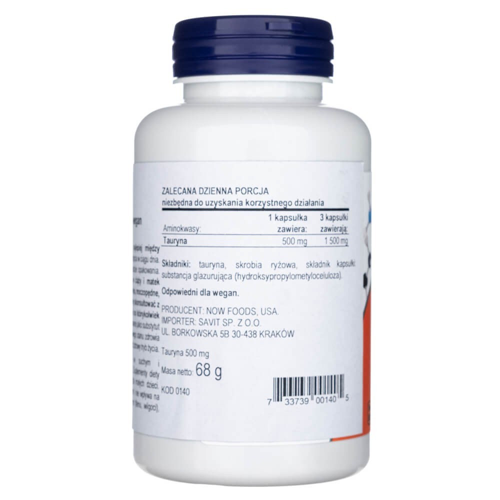 Now Foods taurinas 500 mg - 100 kapsulių
