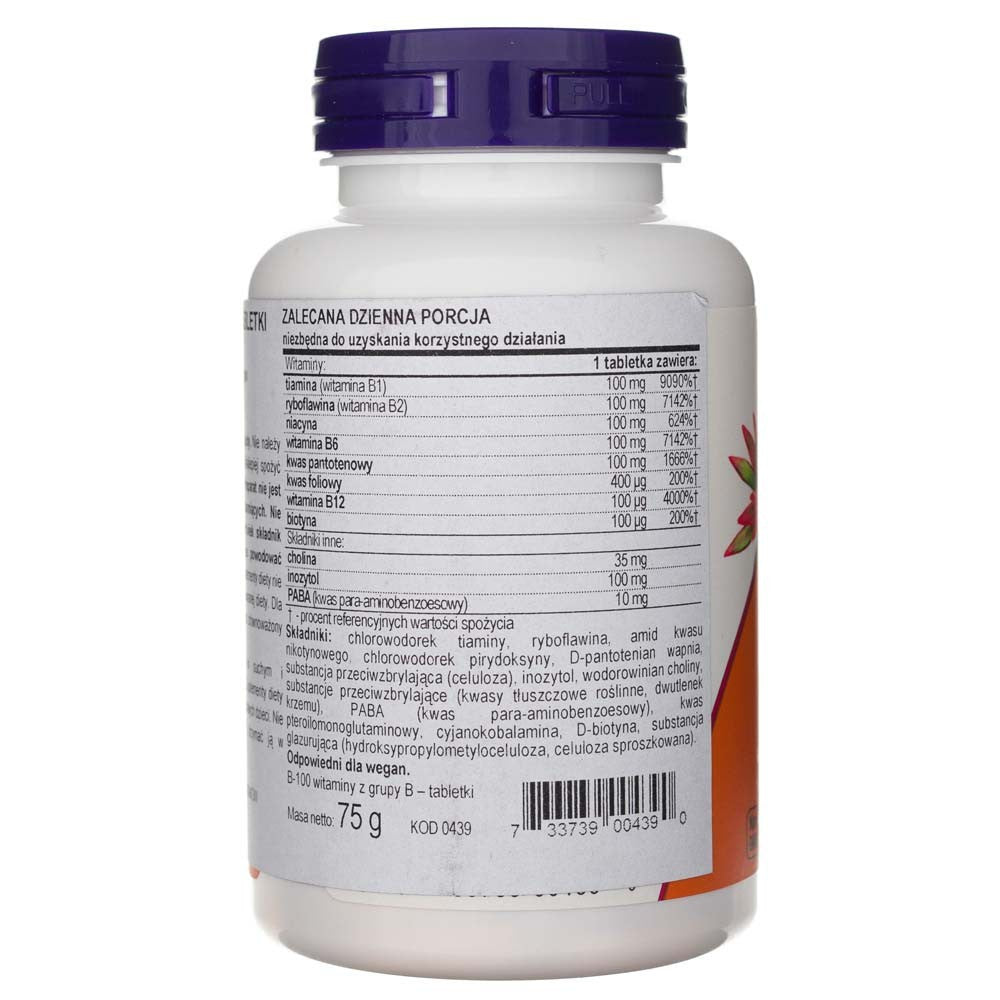 Now Foods vitaminas B-100 - 100 tablečių