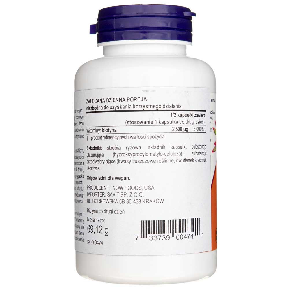 Now Foods biotinas 5000 mcg - 120 kapsulių - Magnis.lt