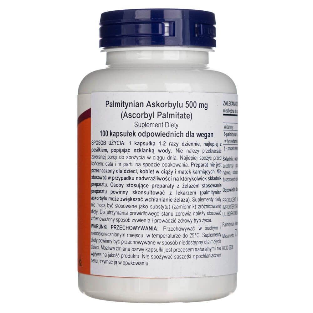 Now Foods askorbilo palmitatas 500 mg - 100 kapsulių
