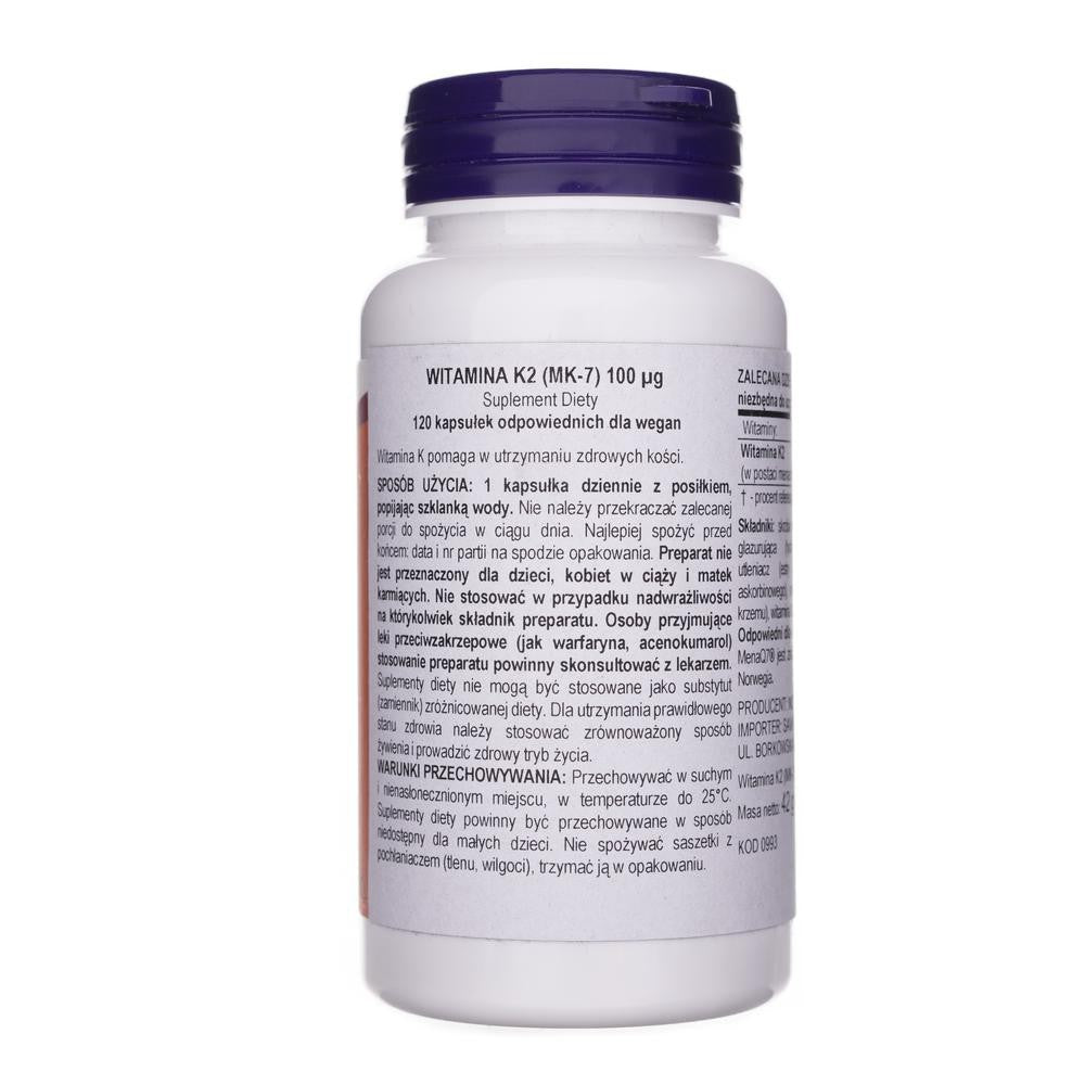 Now Foods vitaminas K2 MK-7 100 mcg - 120 kapsulių