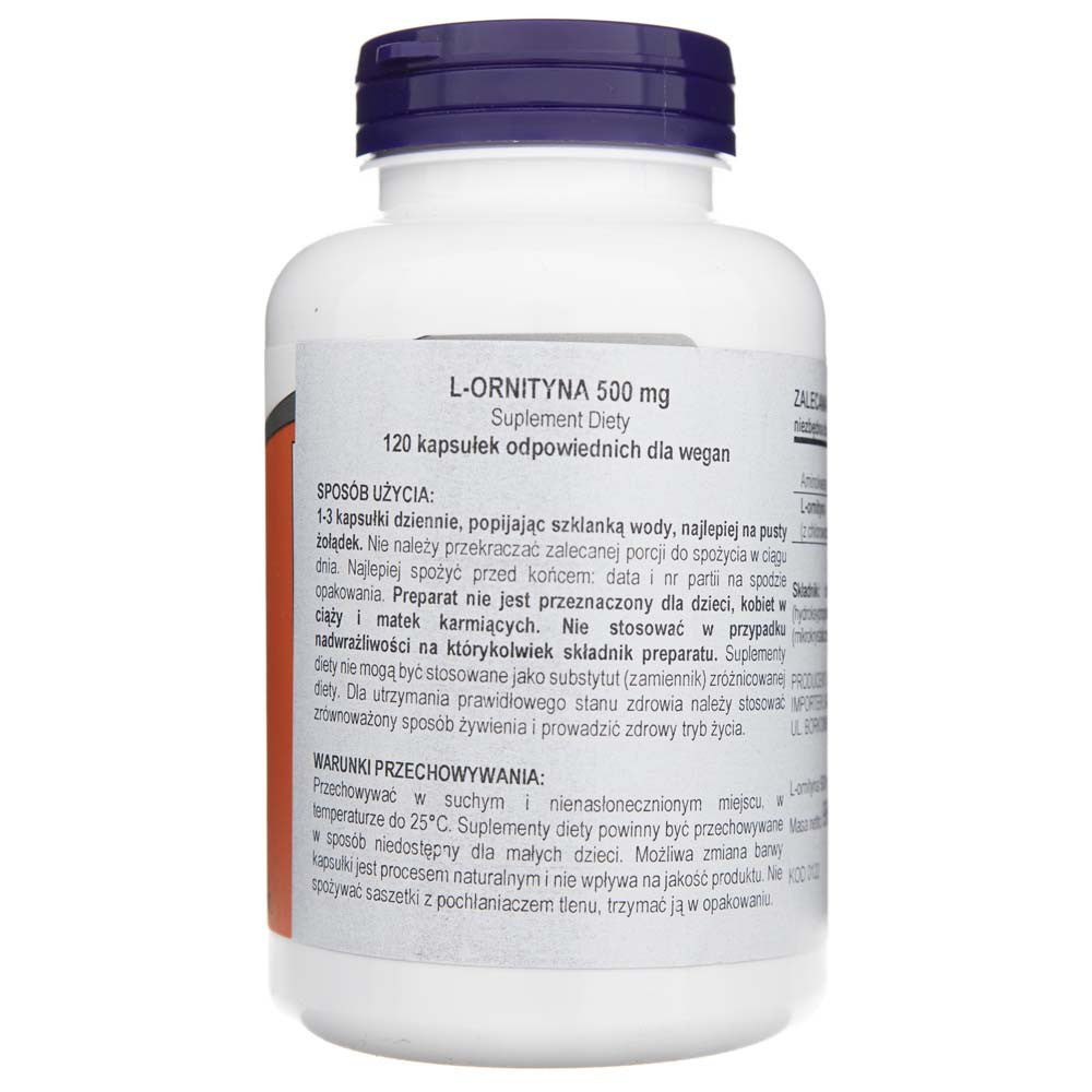 Now Foods L-Ornithine 500 mg - 120 kapsulių