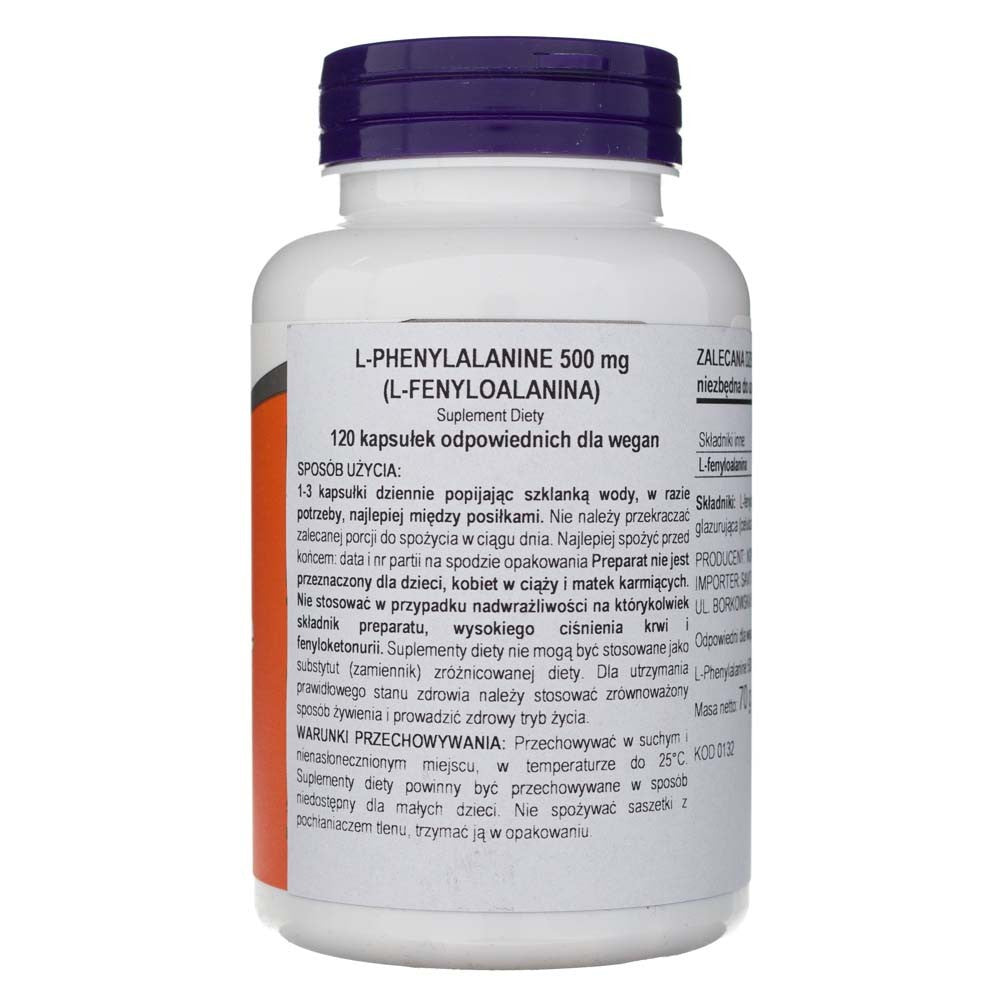 Now Foods L-fenilalaninas 500 mg - 120 kapsulių