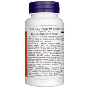 Now Foods chromo pikolinatas 200 mcg - 100 kapsulių - Magnis.lt