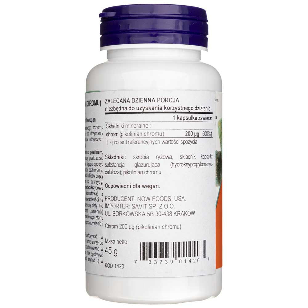 Now Foods chromo pikolinatas 200 mcg - 100 kapsulių - Magnis.lt
