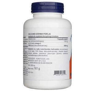 Now Foods DHA-1000 smegenų palaikymas, ypač stiprus - 90 minkštųjų kapsulių