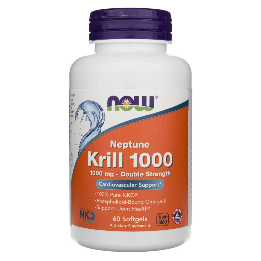 Now Foods Neptūno krilis, dvigubo stiprumo 1000 mg - 60 minkštųjų gelių