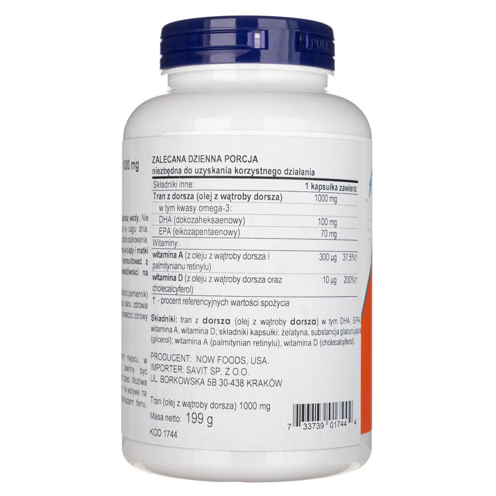 Now Foods menkių kepenų aliejus, ypač stiprus 1000 mg - 180 minkštųjų gelių