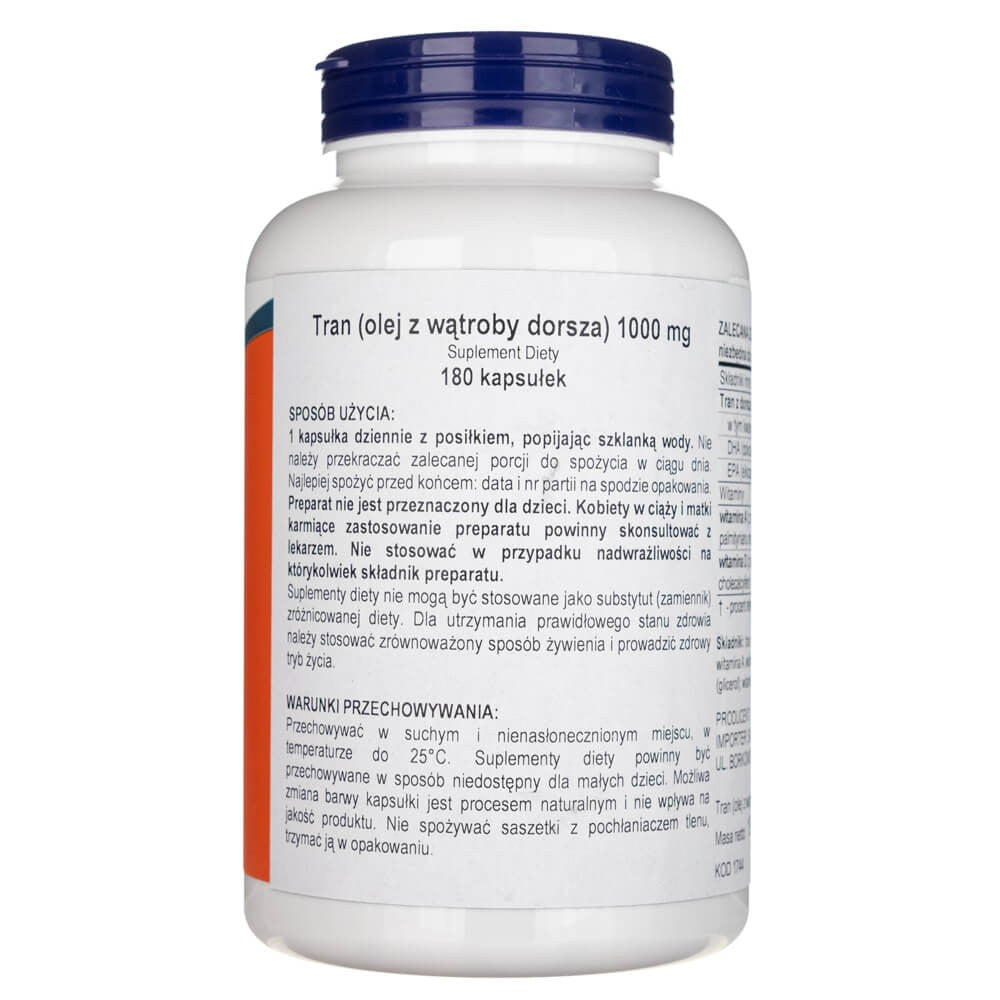 Now Foods menkių kepenų aliejus, ypač stiprus 1000 mg - 180 minkštųjų gelių