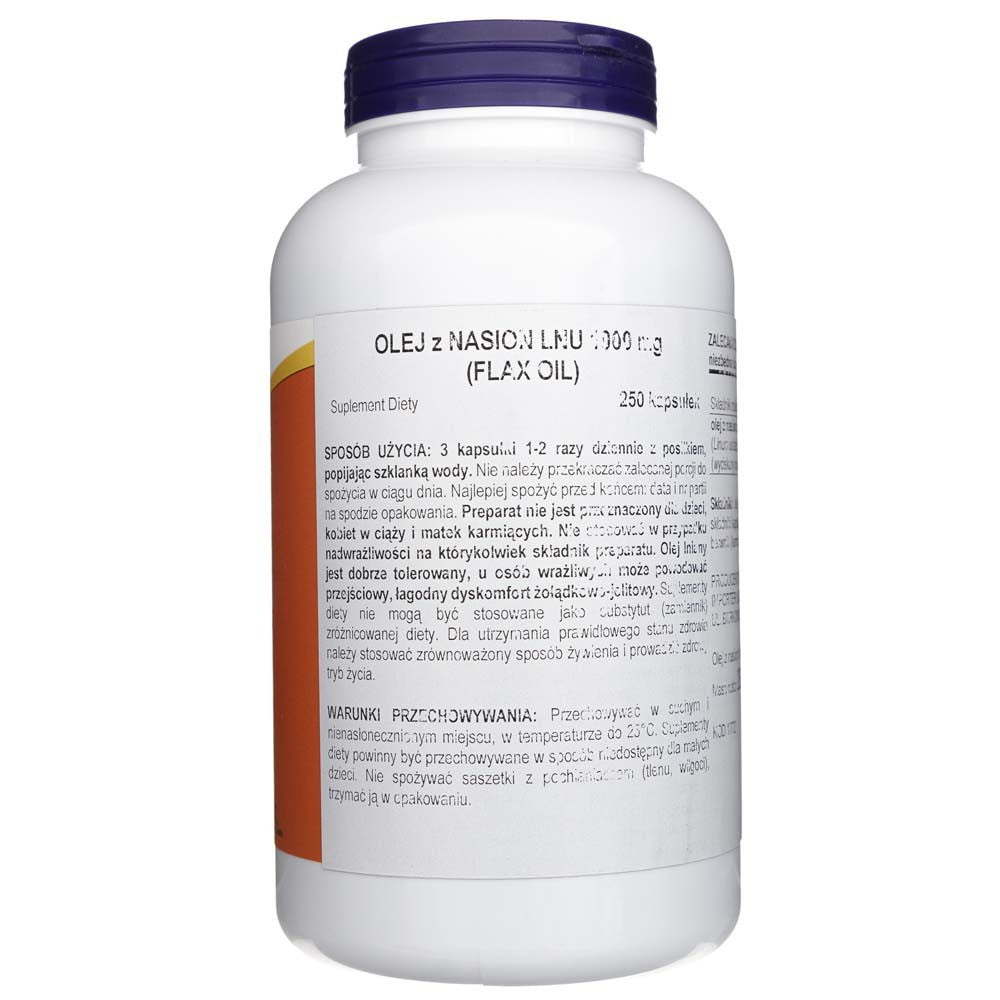 Now Foods linų aliejus 1000 mg - 250 minkštųjų gelių