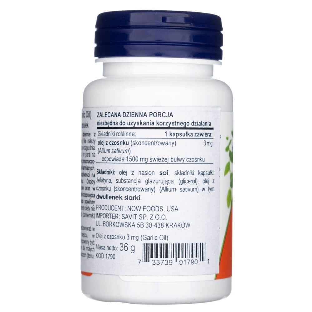 Now Foods česnakų aliejus 1500 mg - 100 minkštųjų kapsulių