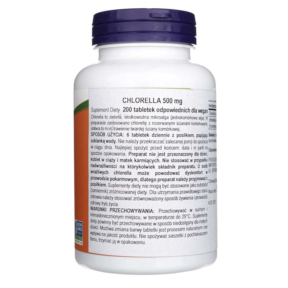 Now Foods Chlorella Certified Organic 500 mg - 200 tablečių