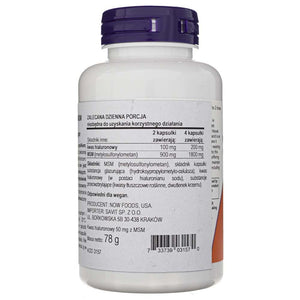 Now Foods hialurono rūgštis su MSM 50 mg - 120 kapsulių