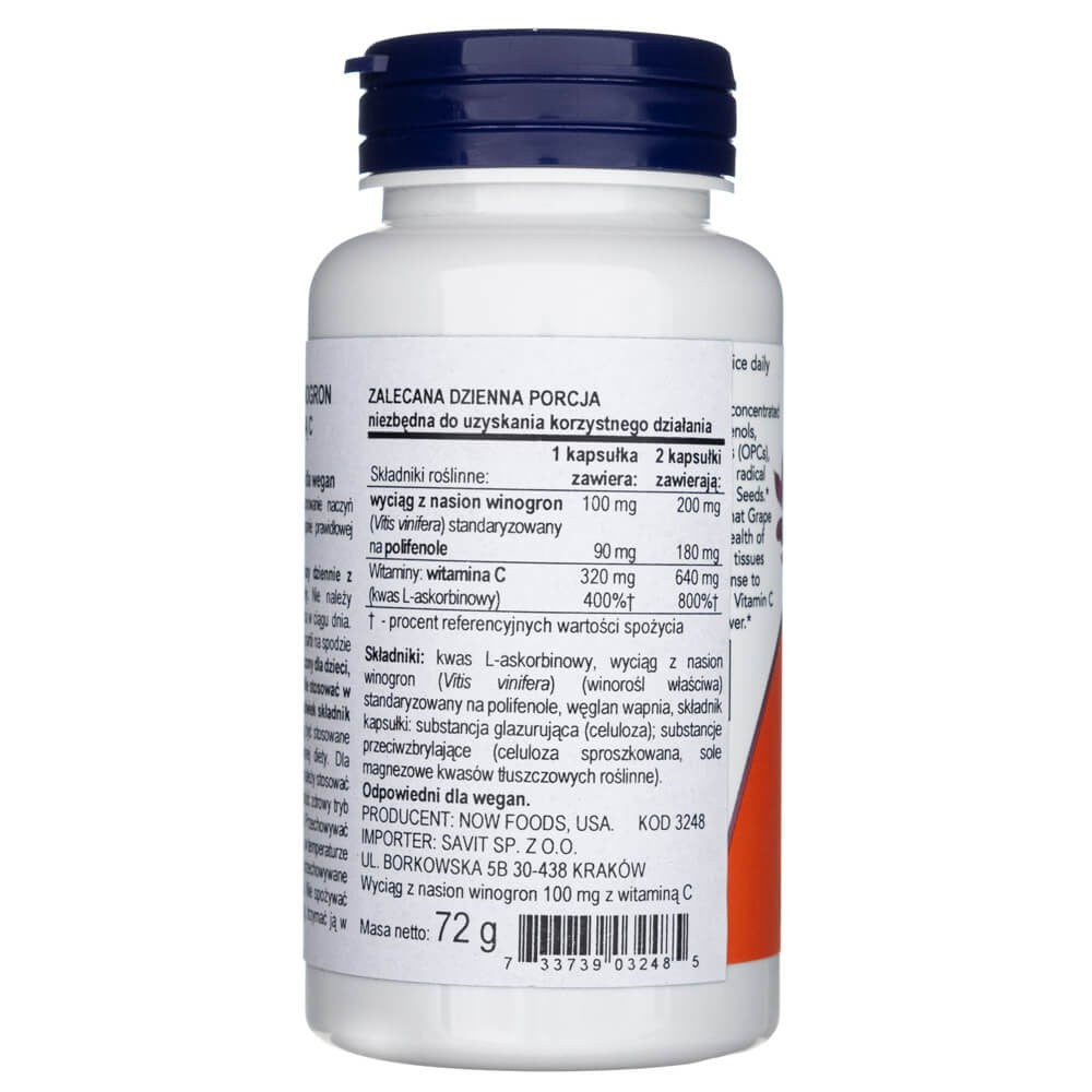 Now Foods vynuogių sėklos 100 mg - 100 kapsulių