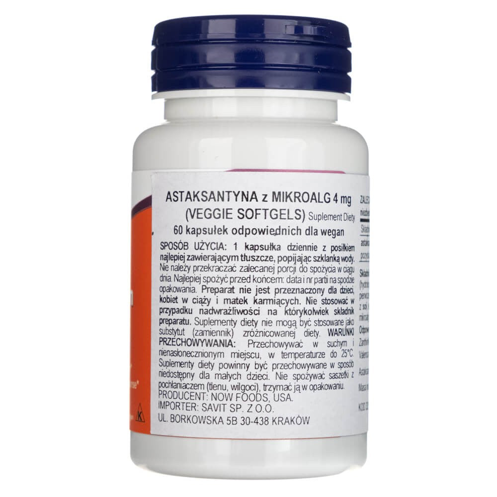 Now Foods astaksantinas 4 mg - 60 minkštųjų gelių