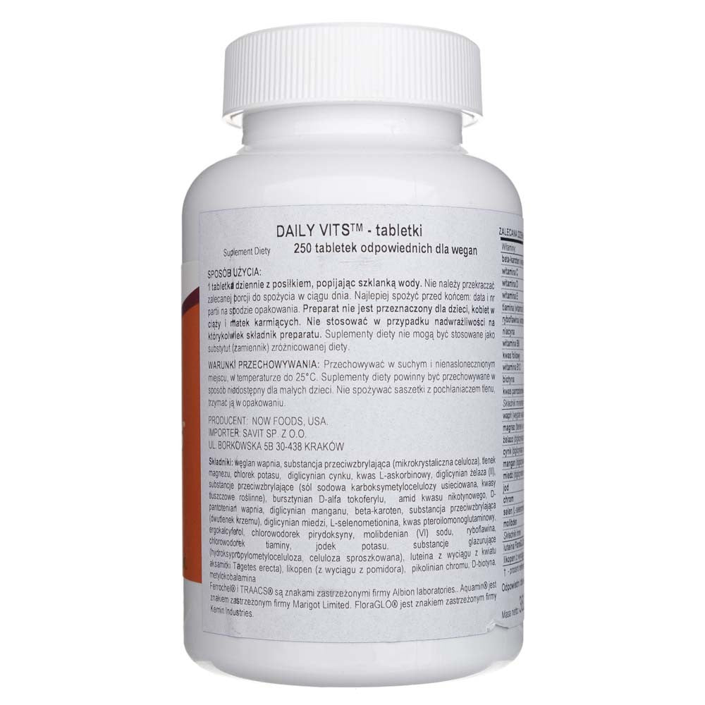 Now Foods Daily Vits, daugiafunkciniai vitaminai ir mineralai - 250 tablečių