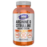 Now Foods L-argininas 500 mg ir L-citrulinas 250 mg - 240 kapsulių