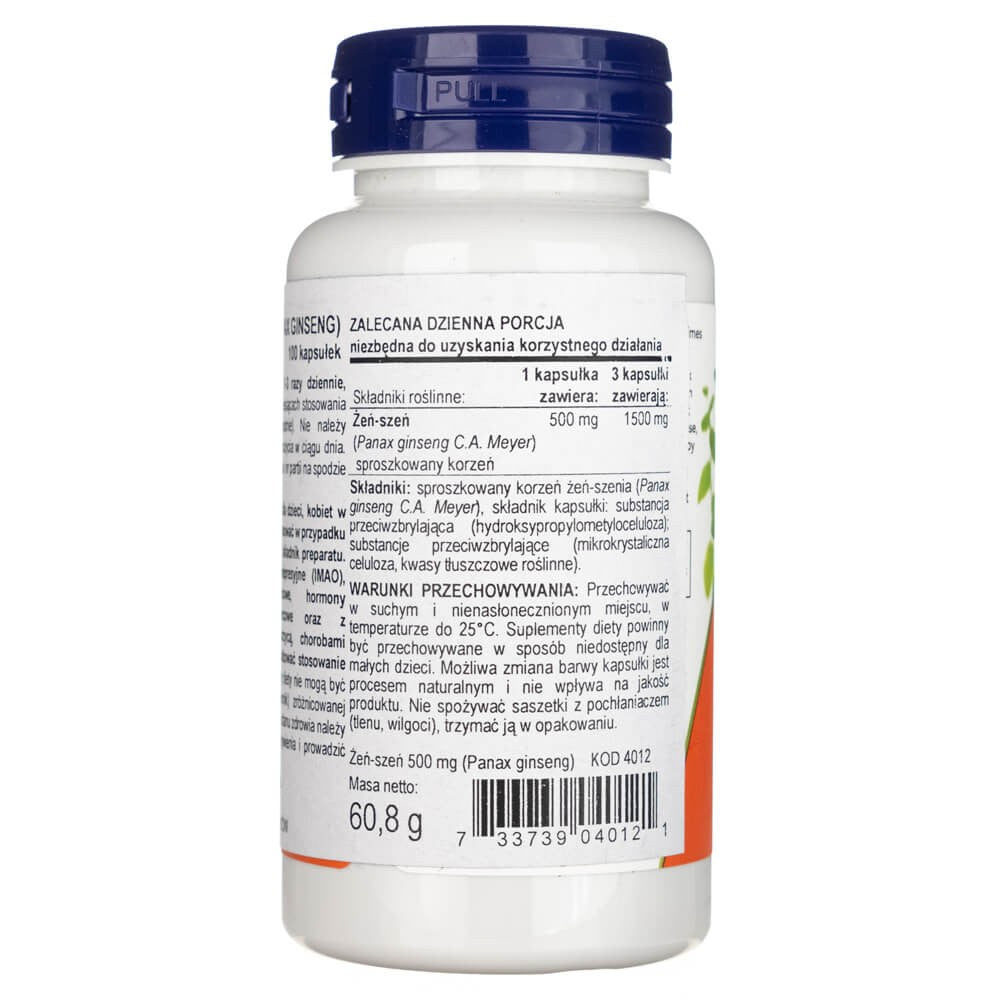 Now Foods Panax Ginseng ekstraktas - 100 kapsulių