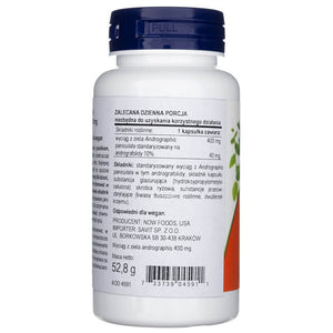 Now Foods Andrographis ekstraktas 400 mg - 90 kapsulių - Magnis.lt