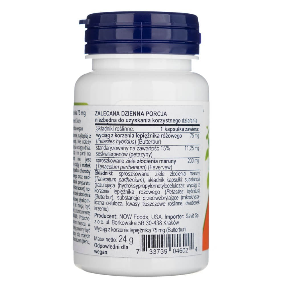 Now Foods Butterbur - 60 kapsulių