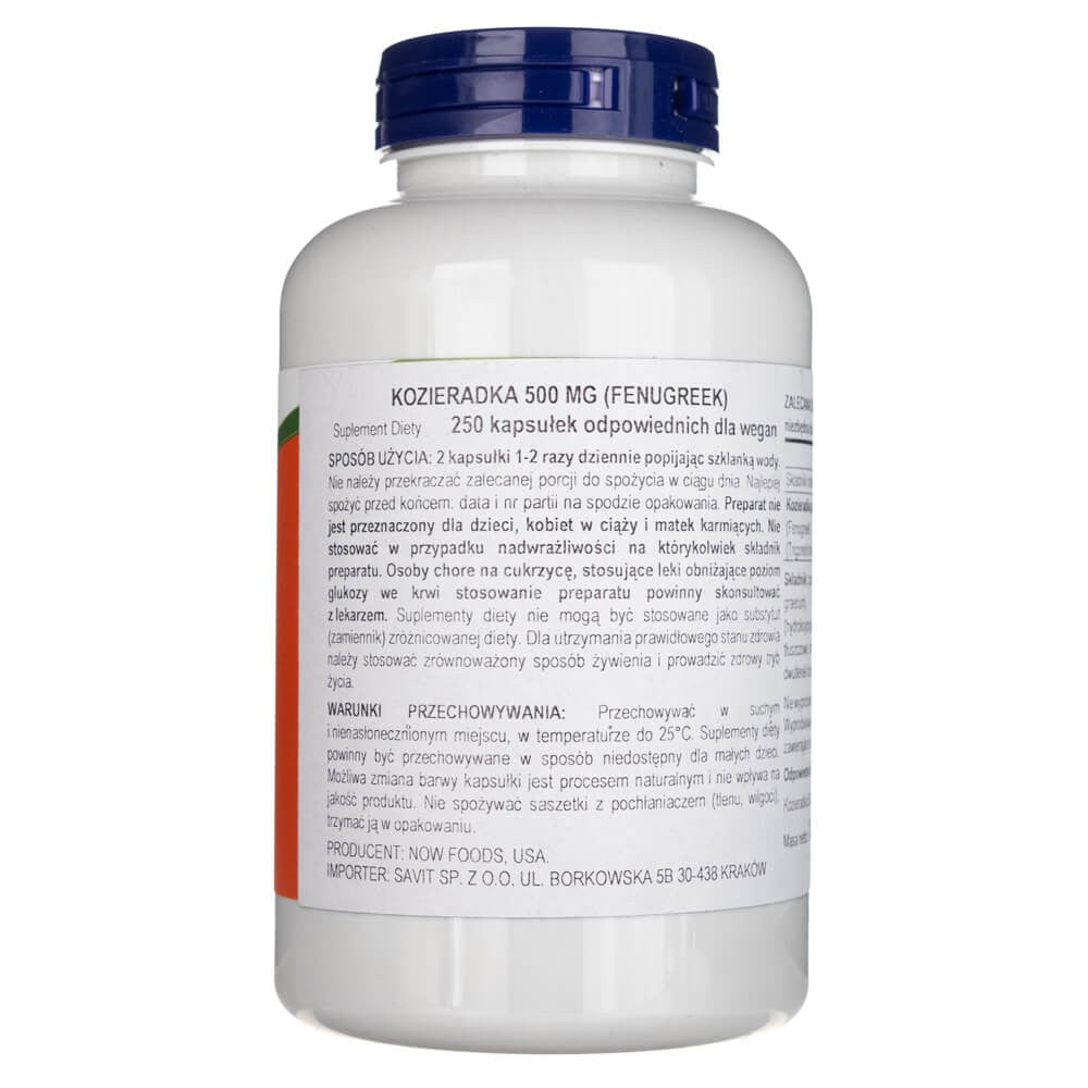 Now Foods vaistinė ožragė (Fenugreek) 500 mg - 250 kapsulių
