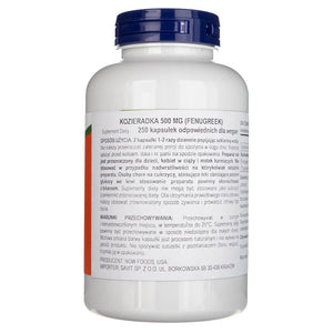Now Foods vaistinė ožragė (Fenugreek) 500 mg - 250 kapsulių