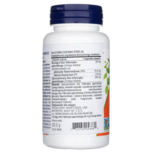Now Foods Ginkgo Biloba 60 mg - 60 kapsulių - Magnis.lt