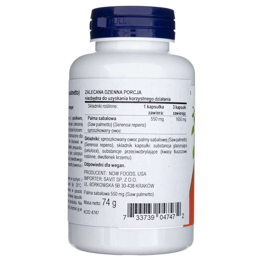 Now Foods Saw Palmetto uogos 550 mg - 100 kapsulių - Magnis.lt