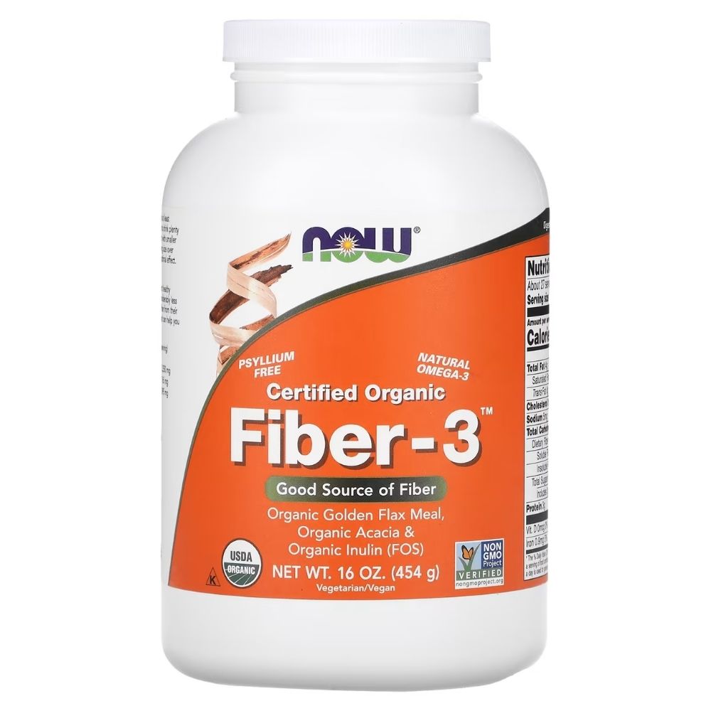 Now Foods Fiber-3, maistinių skaidulų milteliai - 454 g