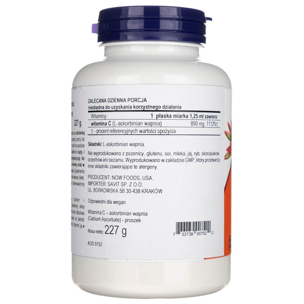 Now Foods kalcio askorbato milteliai - 227 g