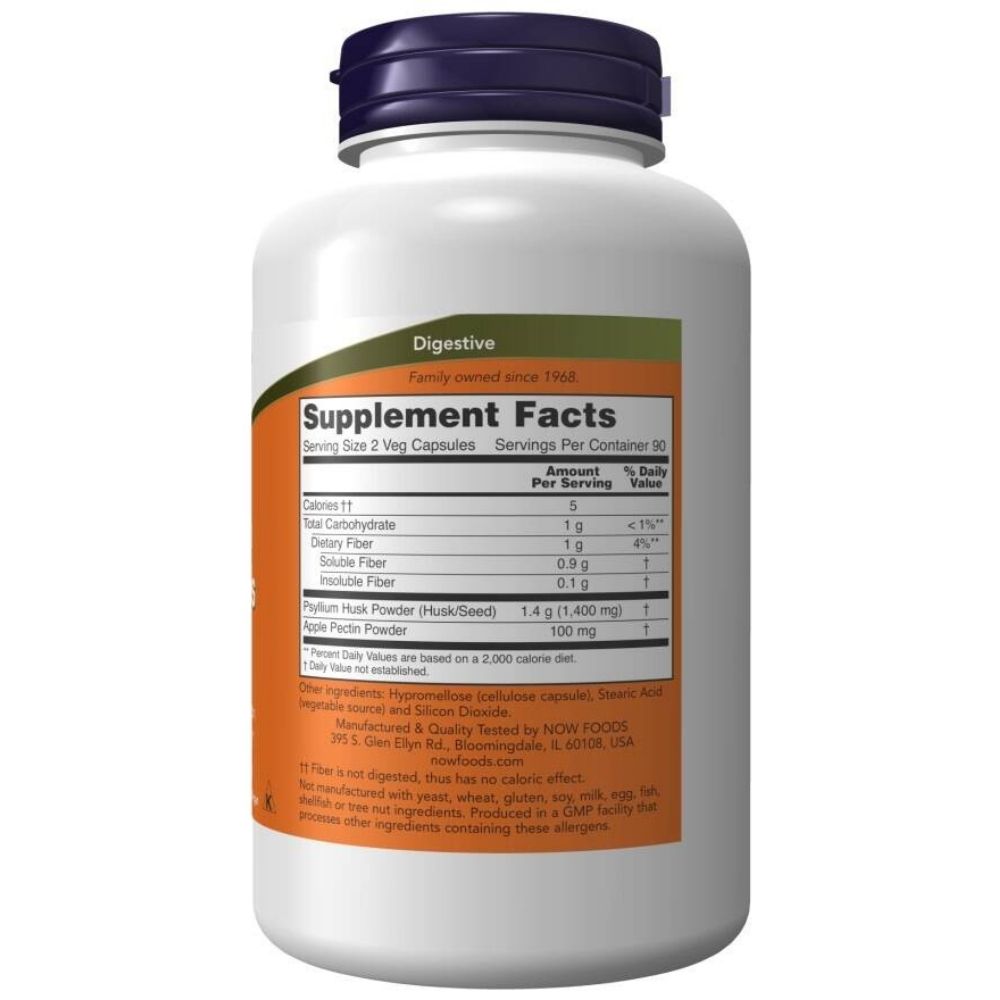 Now Foods Psyllium sėklos 700 mg + pektinas - 180 kapsulių