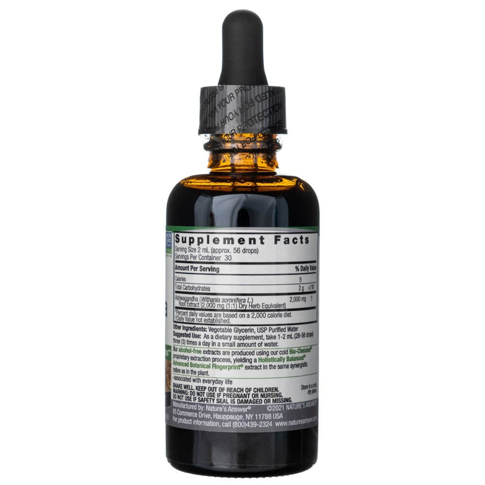 Nature's Answer Ashwagandha, skystas ekstraktas, be alkoholio 2000 mg - 30 ml