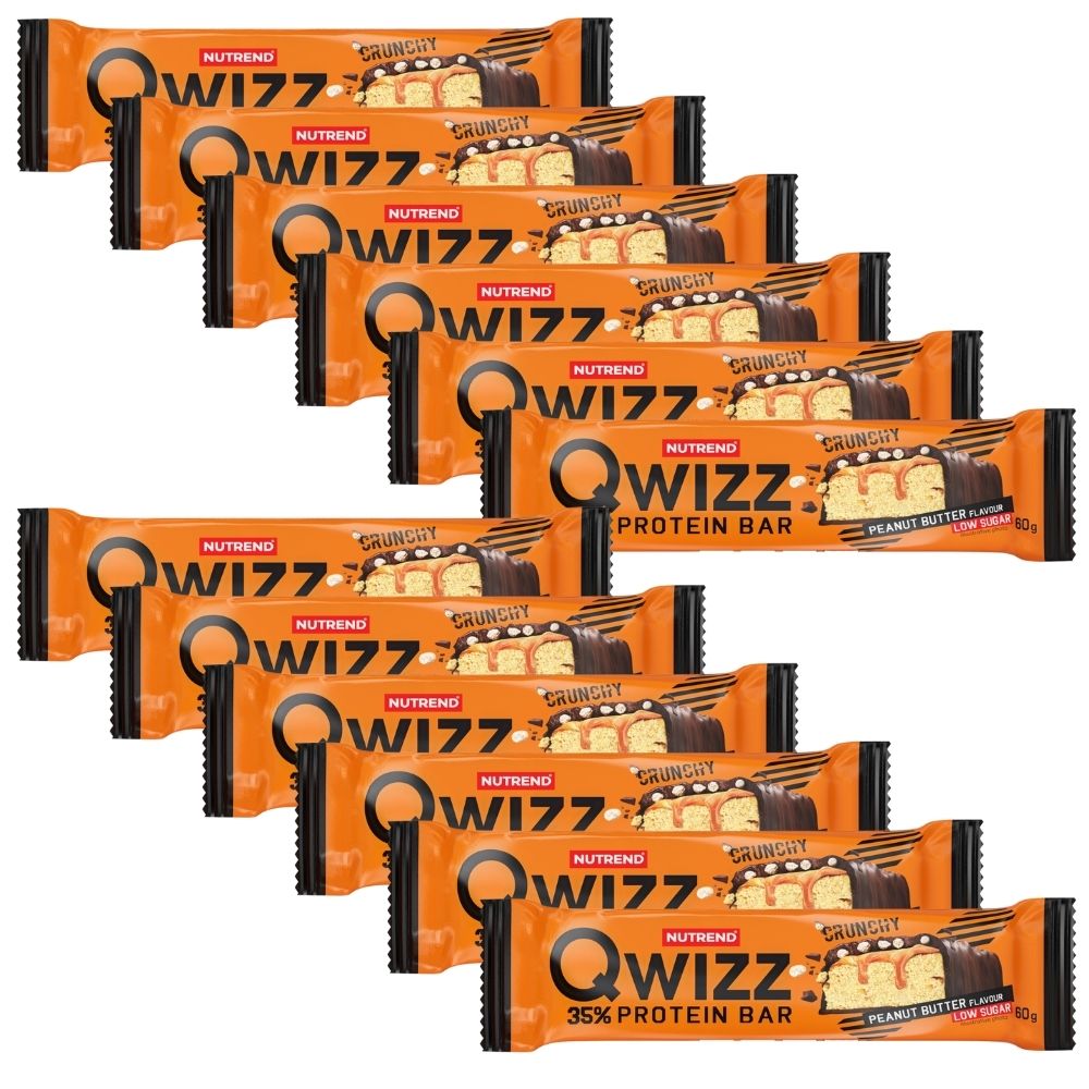 Nutrend Qwizz baltymų batonėlis Baltymų batonėlis, žemės riešutų sviestas - 12 vnt.