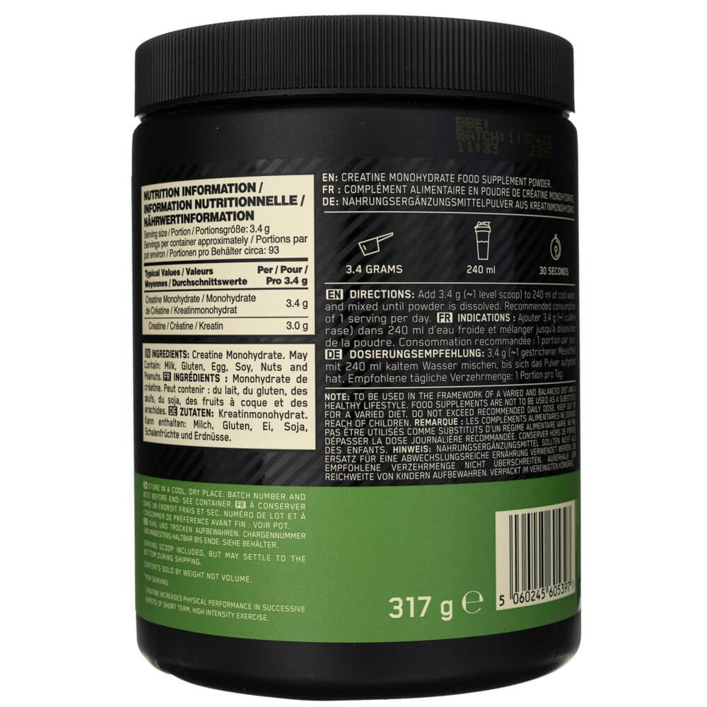 Optimum Nutrition Mikronizuotas kreatinas, milteliai - 317 g