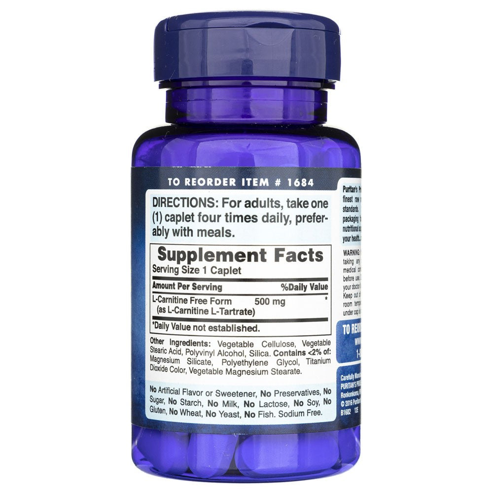 Puritan's Pride L-karnitinas 500 mg - 60 kapsulių - Magnis.lt