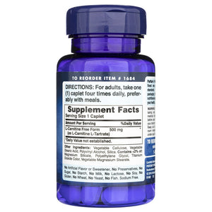 Puritan's Pride L-karnitinas 500 mg - 60 kapsulių - Magnis.lt