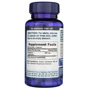 Puritan's Pride L-argininas 500 mg - 100 kapsulių - Magnis.lt